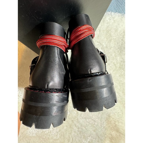 Versace Combat Ankle Boot 37.5 Black sz 7 Anfibio T.25 Vitello Nero Palladio - Picture 13 of 15